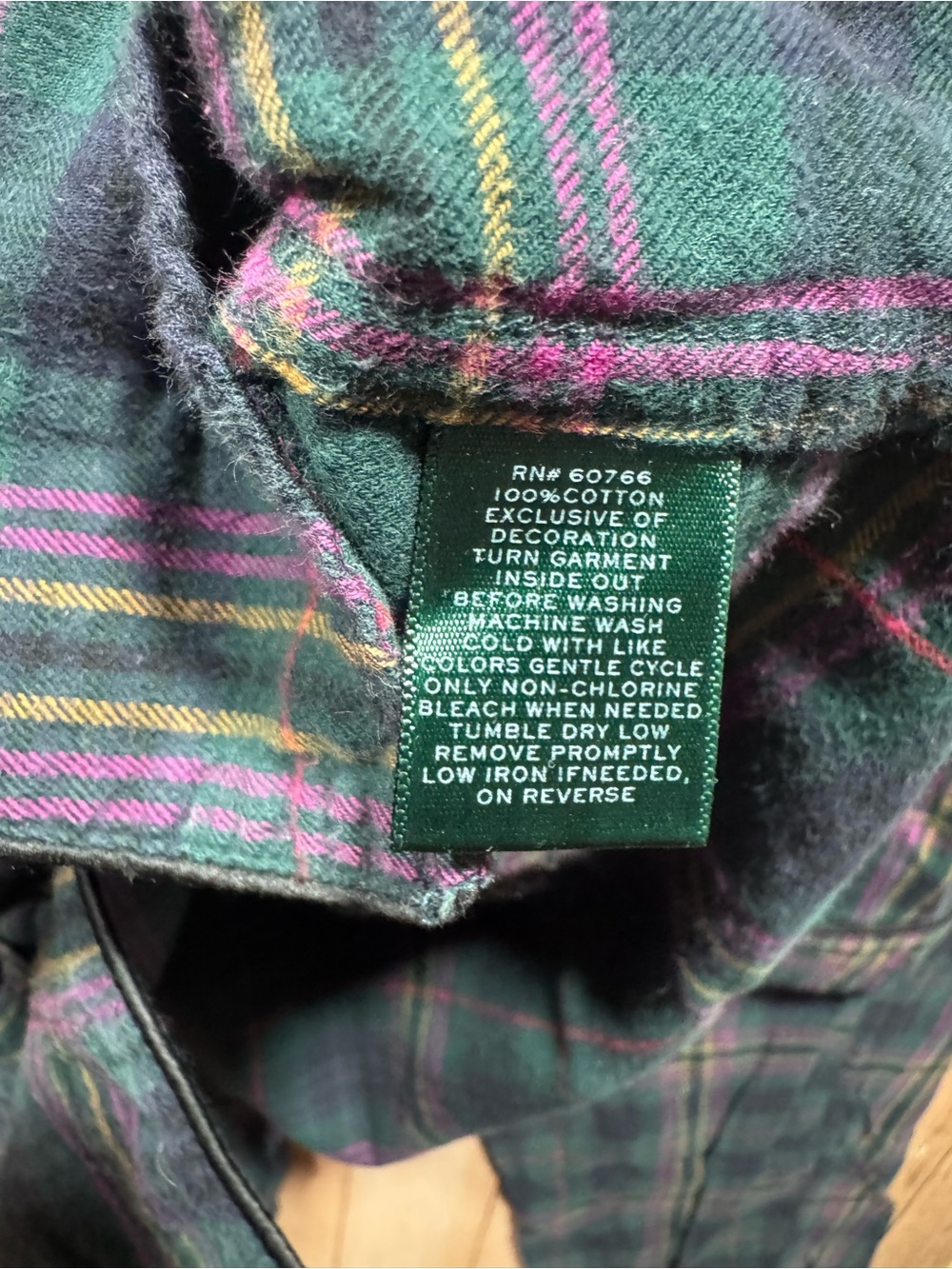 Lauren Ralph Lauren Green and Purple Plaid Cotton Pajama Set - Picture 3 of 4